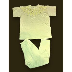 Vintage Bobbie Brooks Women’s Green Studded 2 Piece Shirt Leggings Set OSFA